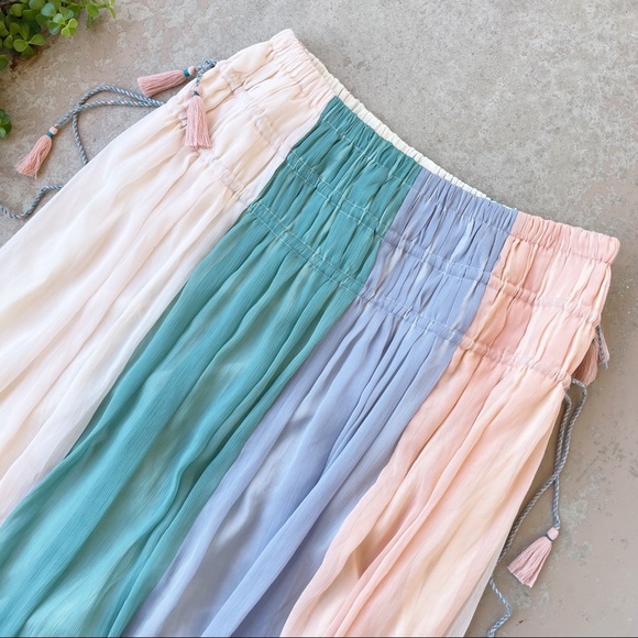 Antik Batik Cleo Pastel Silk Chiffon Maxi Skirt - Picture 2 of 6